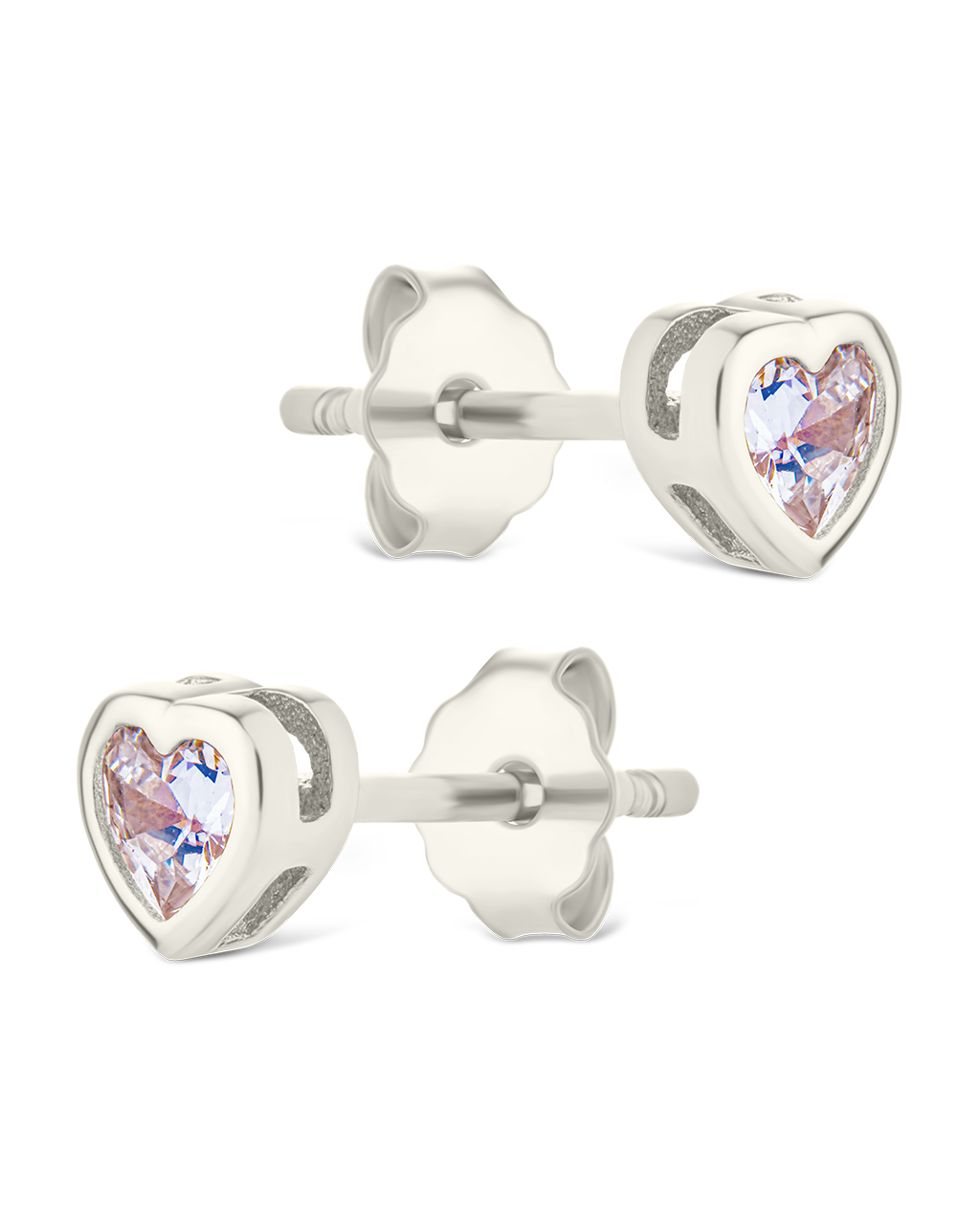 Bezel Set CZ Heart Studs