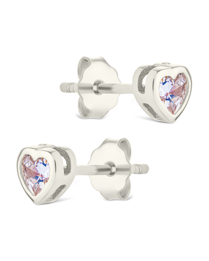 Bezel Set CZ Heart Studs