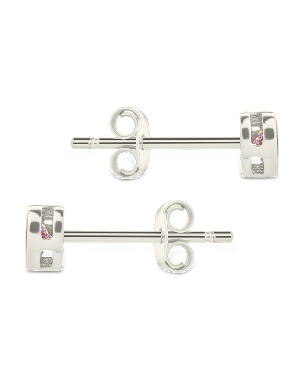 Bezel Set CZ Heart Studs