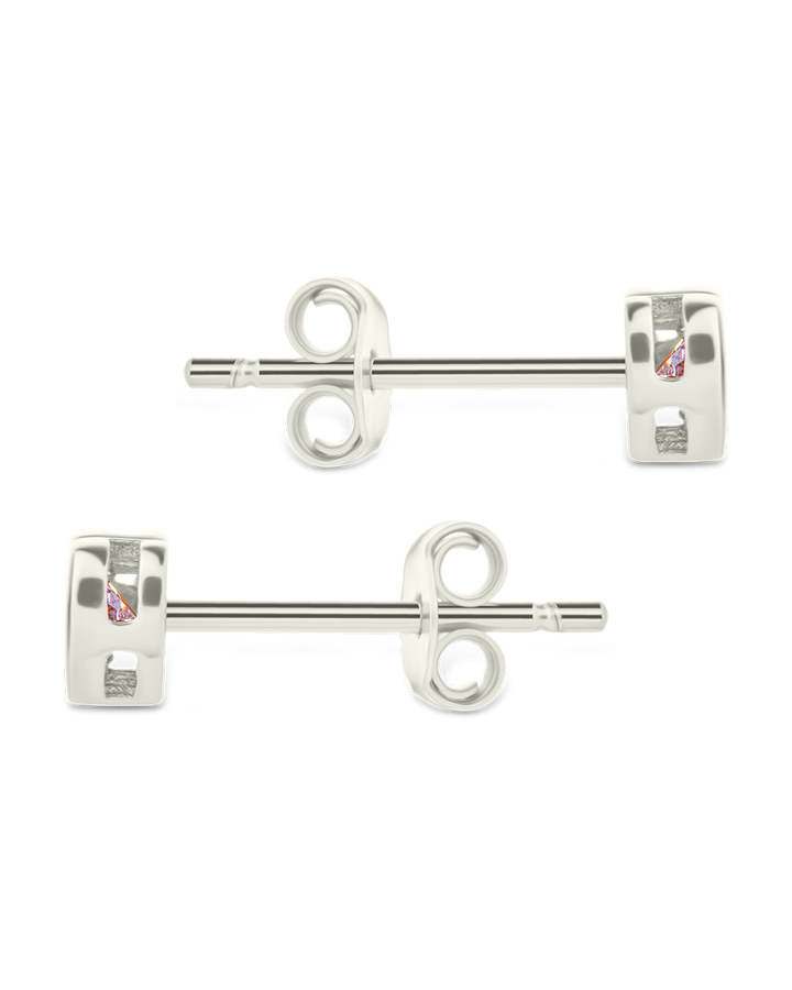 Bezel Set CZ Heart Studs