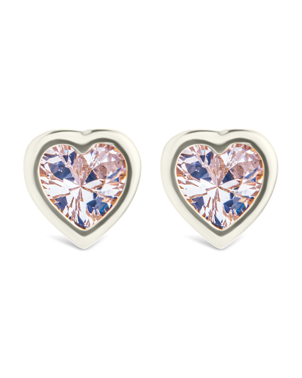 Bezel Set CZ Heart Studs