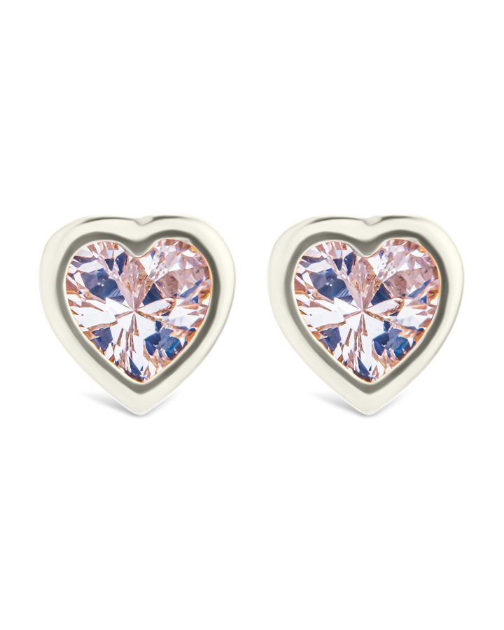 Bezel Set CZ Heart Studs