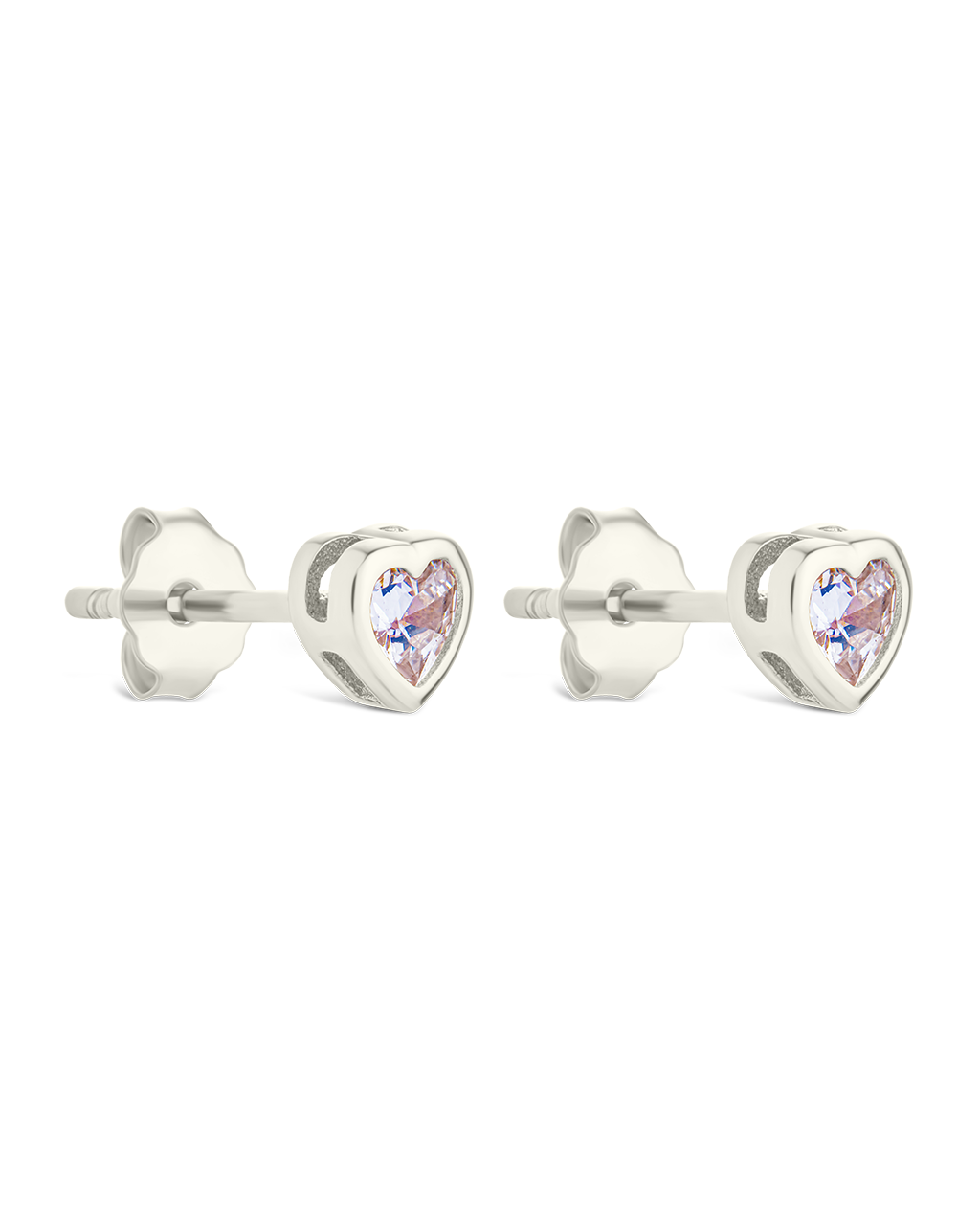 Bezel Set CZ Heart Studs