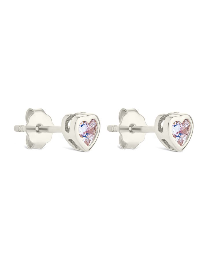Bezel Set CZ Heart Studs