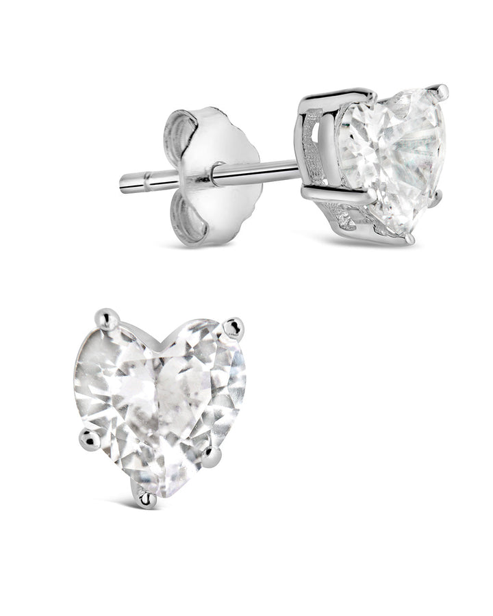 Heart CZ Stud Earrings - 5mm