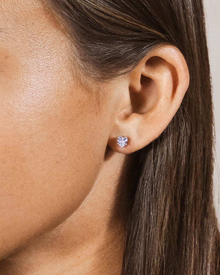 Sterling Silver 5mm Heart CZ Stud Earrings by Sterling Forever