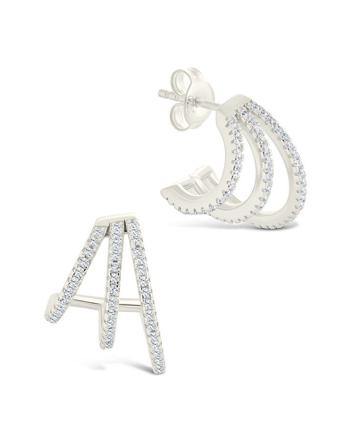 Porter Triple Row CZ Huggie Hoops