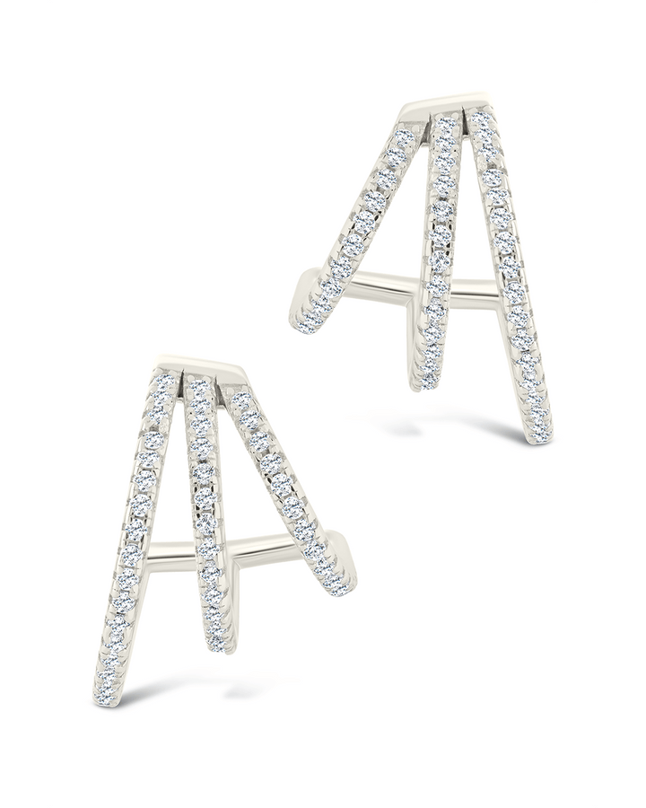 Porter Triple Row CZ Huggie Hoops