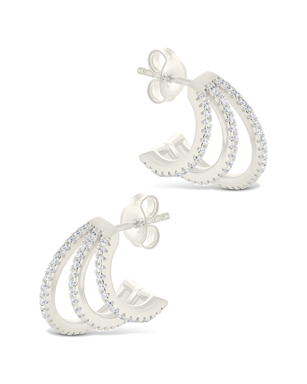 Porter Triple Row CZ Huggie Hoops