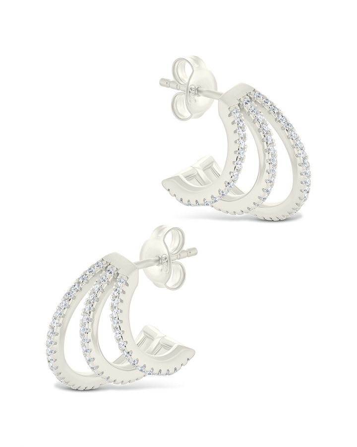 Porter Triple Row CZ Huggie Hoops