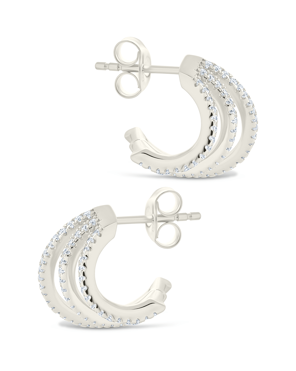 Porter Triple Row CZ Huggie Hoops