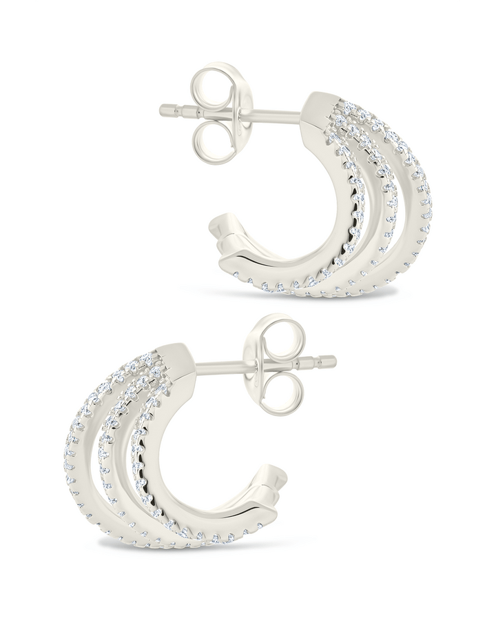 Porter Triple Row CZ Huggie Hoops