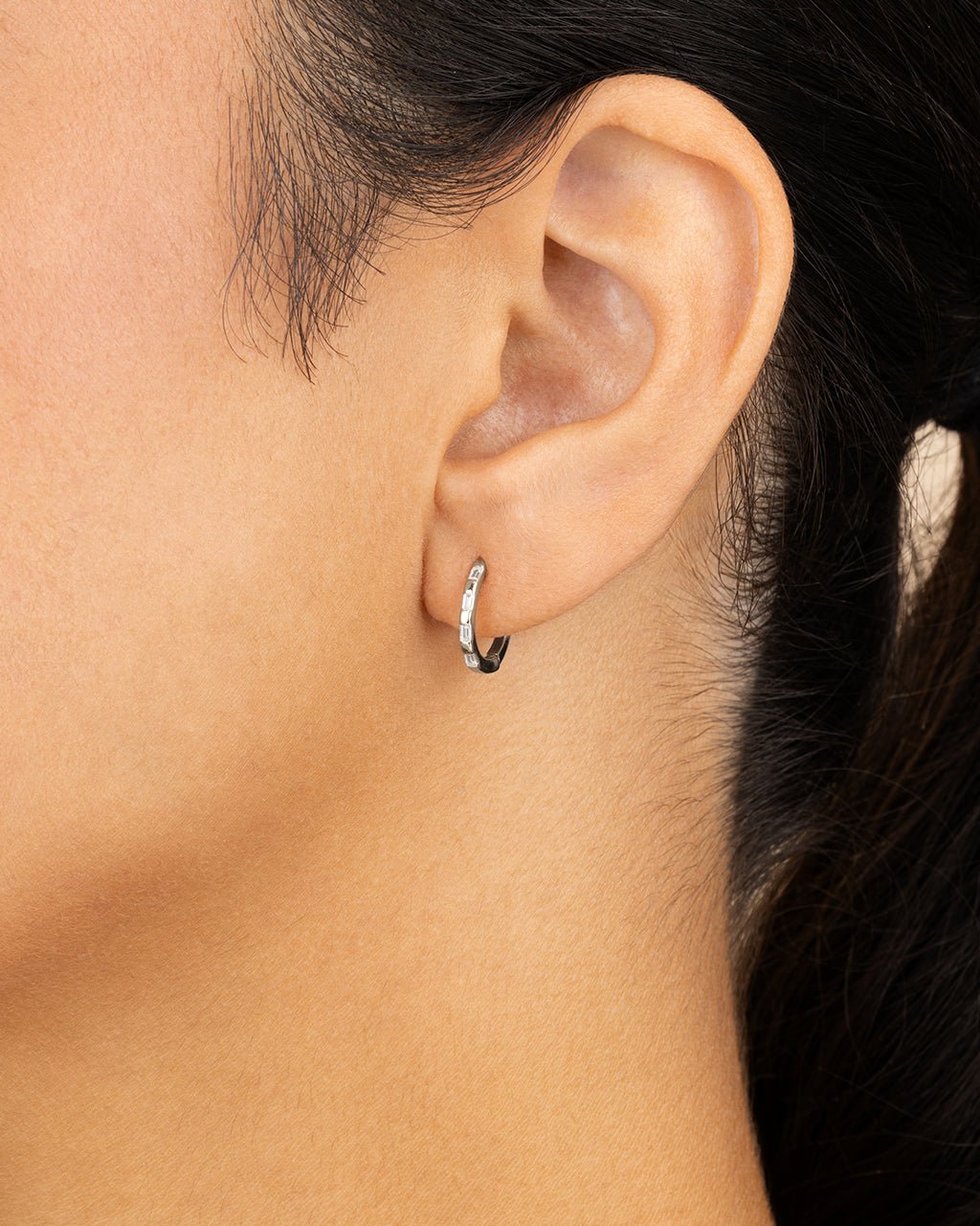 Henley CZ Baguette Micro Hoop Earrings