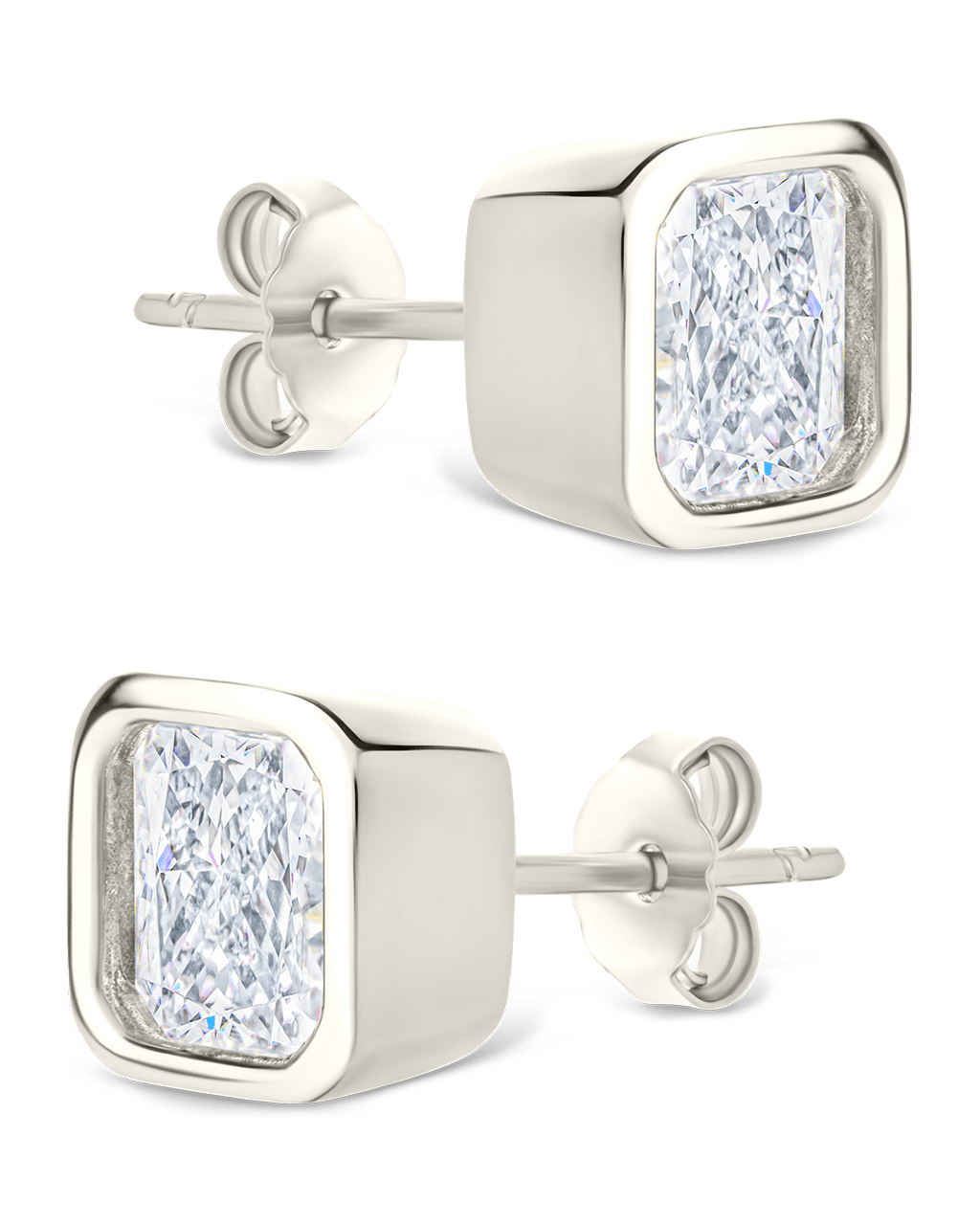 Asscher Cut Bezel Set Stud Earrings