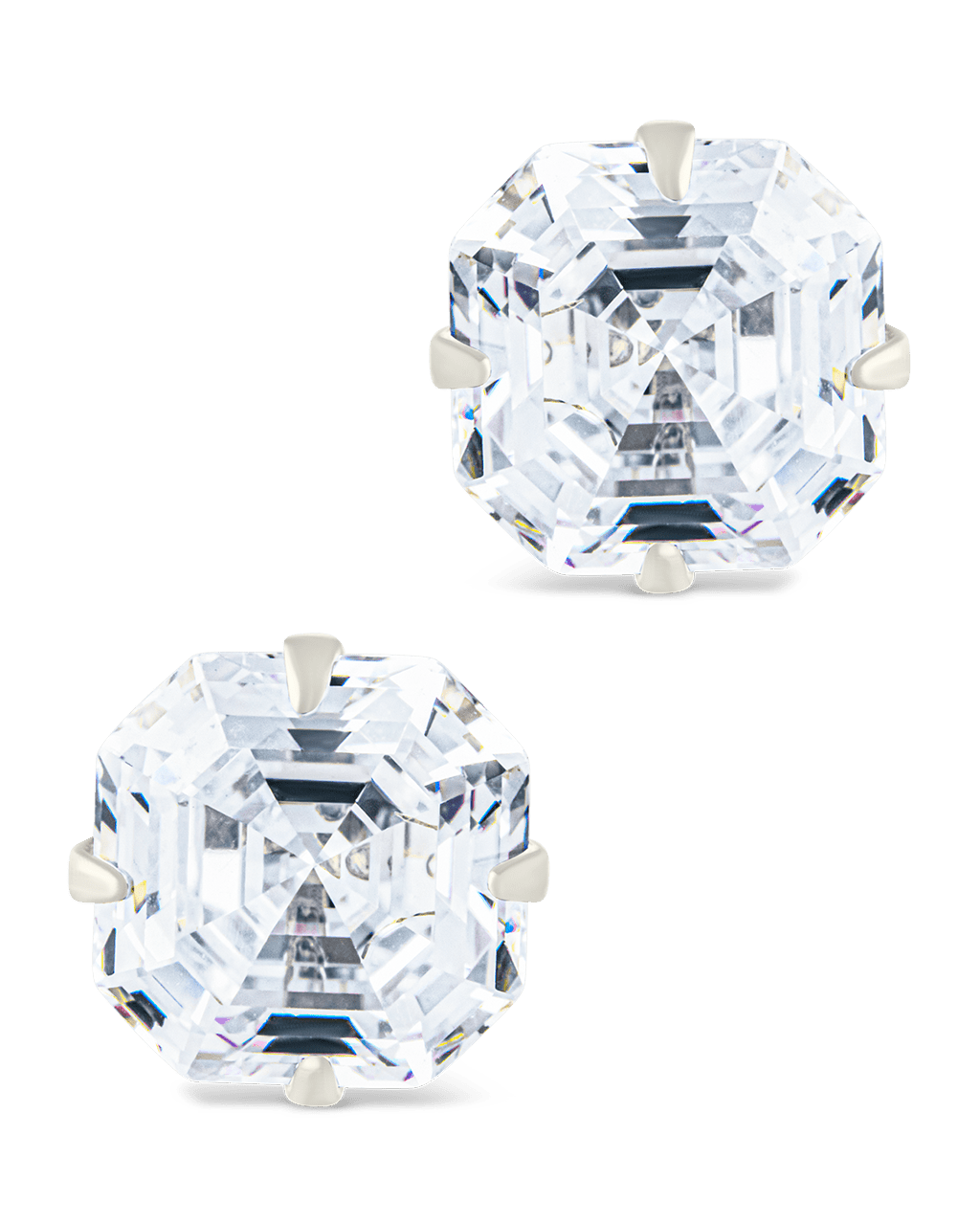 Asscher Cut Prong Set Stud Earrings