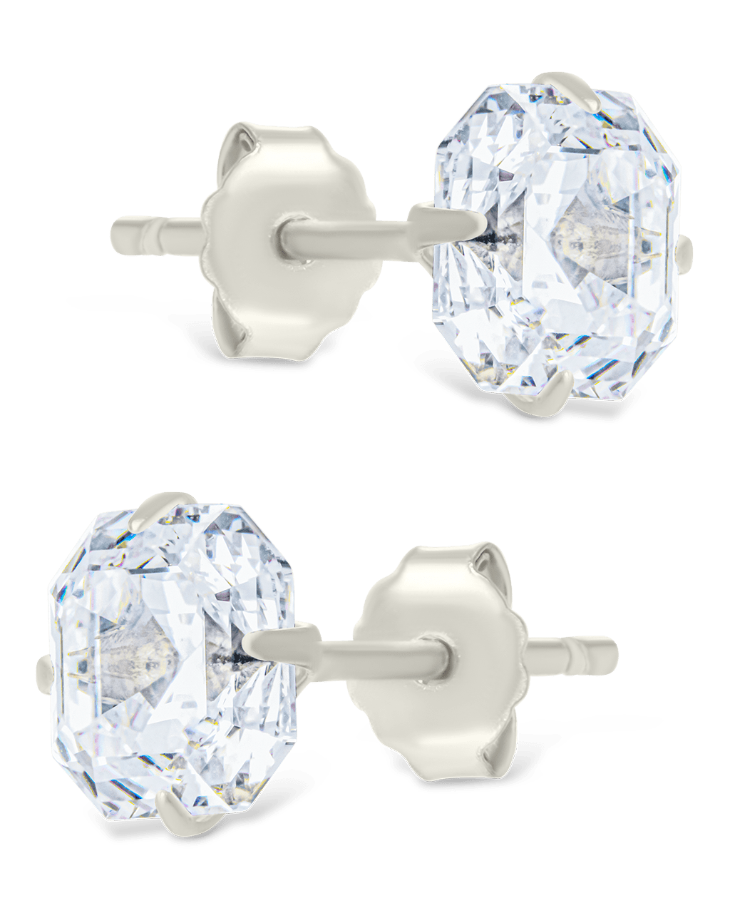 Asscher Cut Prong Set Stud Earrings