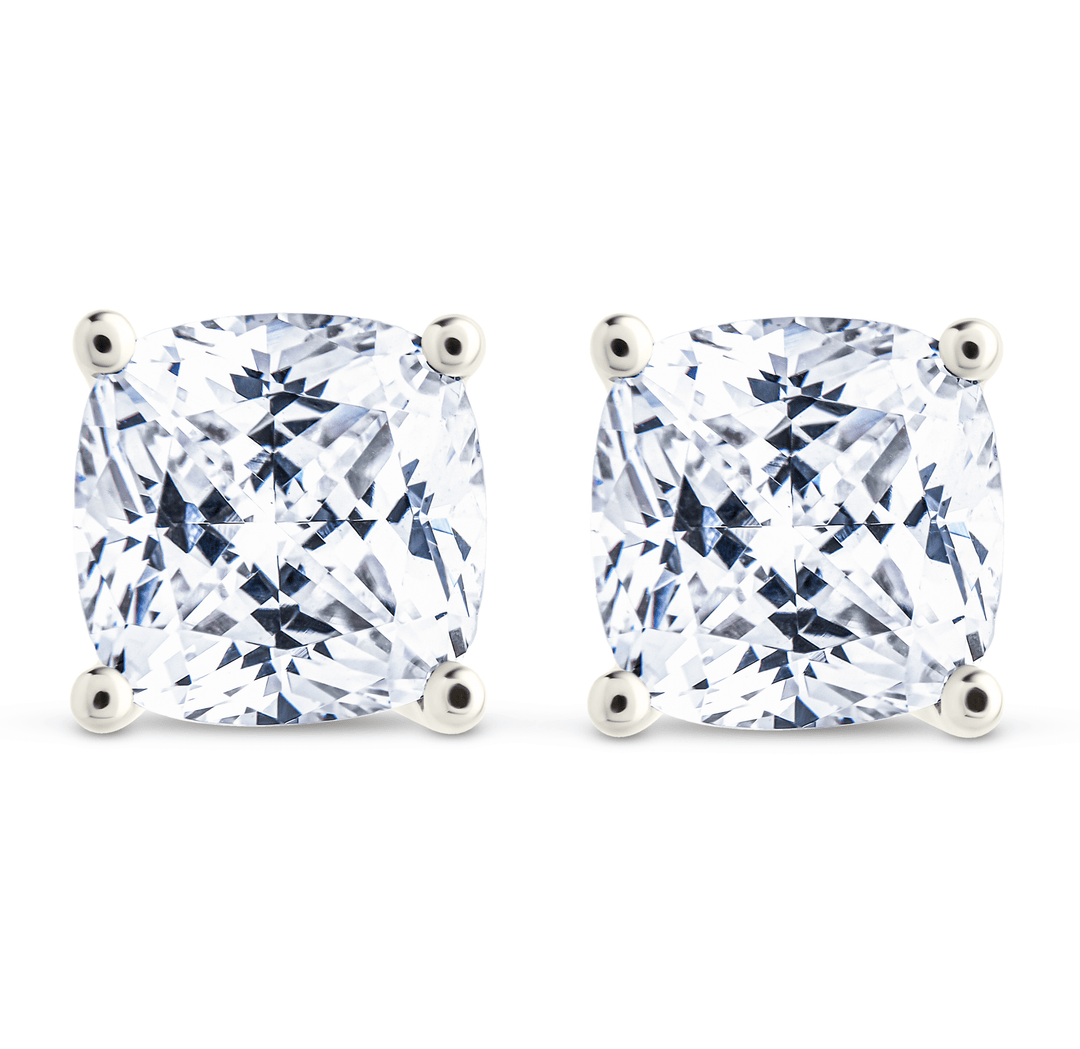 Cushion Cut Prong Set Stud Earrings
