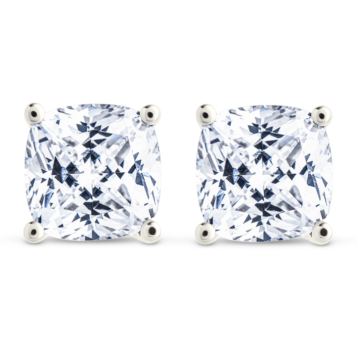 Cushion Cut Prong Set Stud Earrings