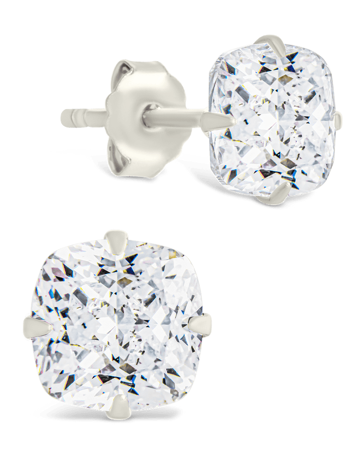 Cushion Cut Prong Set Stud Earrings