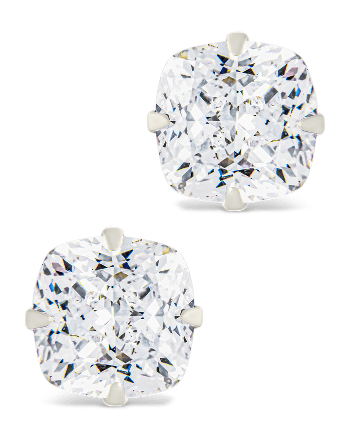 Cushion Cut Prong Set Stud Earrings