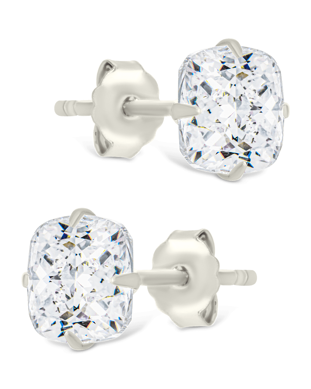 Cushion Cut Prong Set Stud Earrings