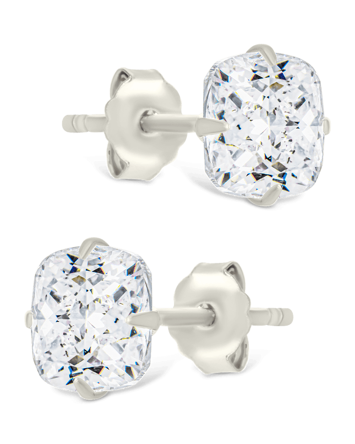 Cushion Cut Prong Set Stud Earrings