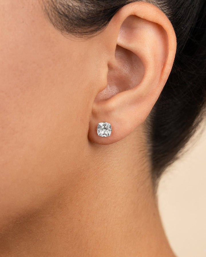 Cushion Cut Prong Set Stud Earrings