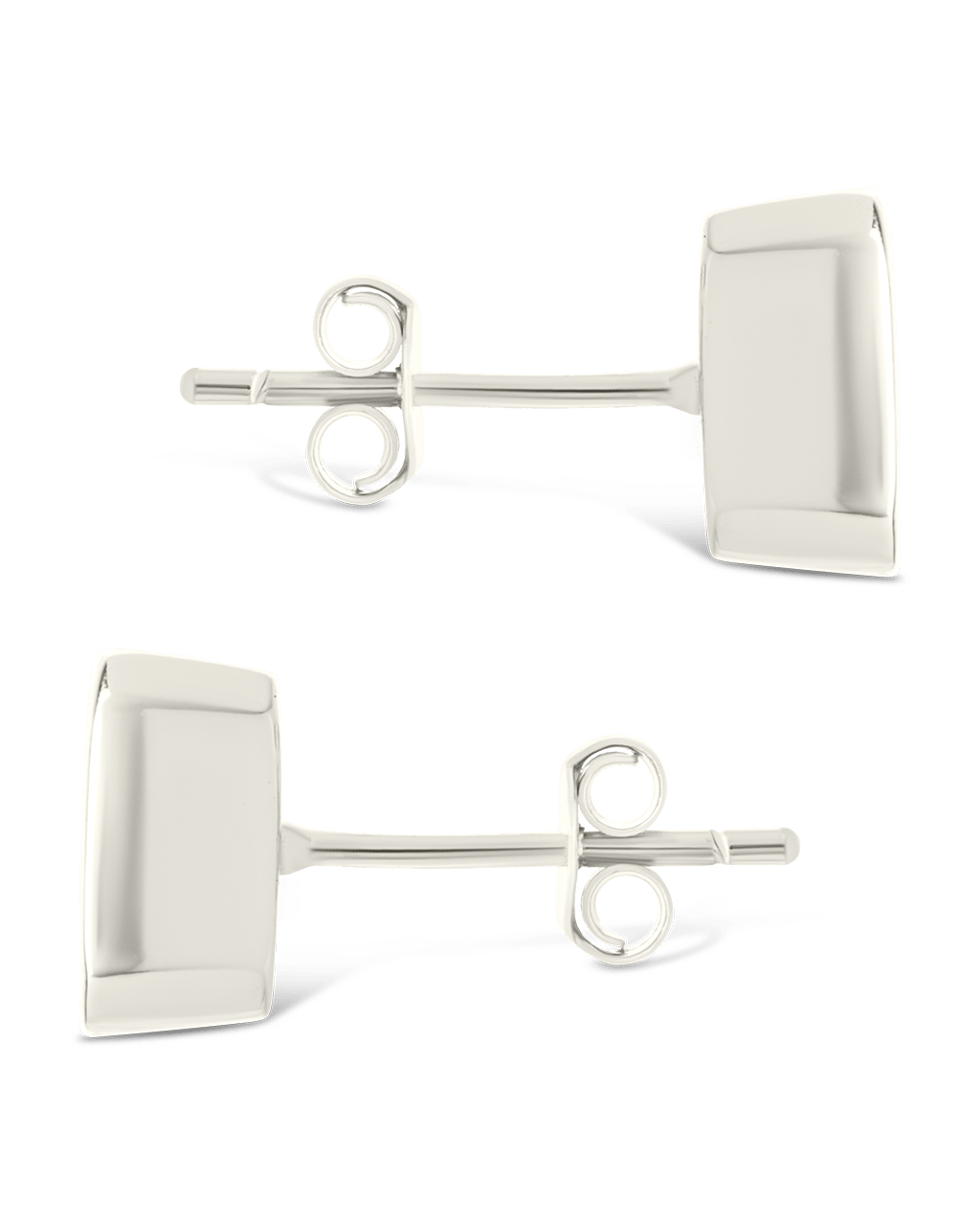 Emerald Cut Bezel Set Stud Earrings