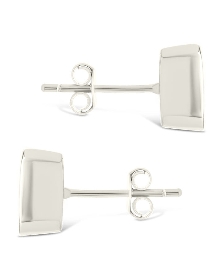 Emerald Cut Bezel Set Stud Earrings