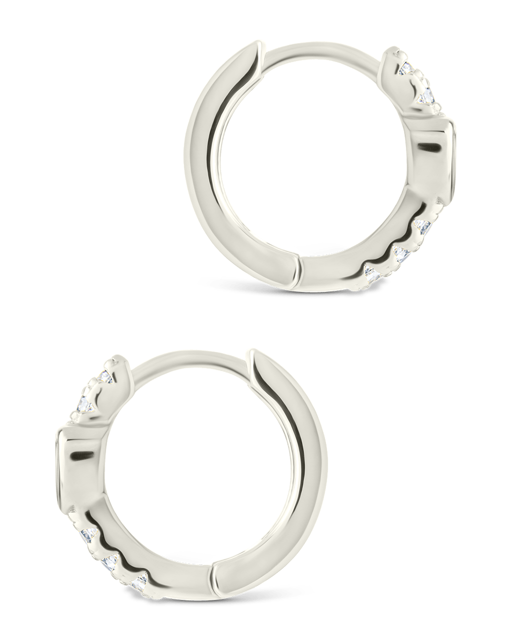 Heart Cut Bezel Set Huggie Hoop Earrings
