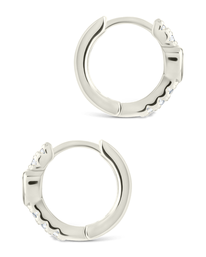 Heart Cut Bezel Set Huggie Hoop Earrings