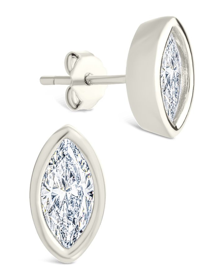 Marquise Cut Bezel Set Stud Earrings