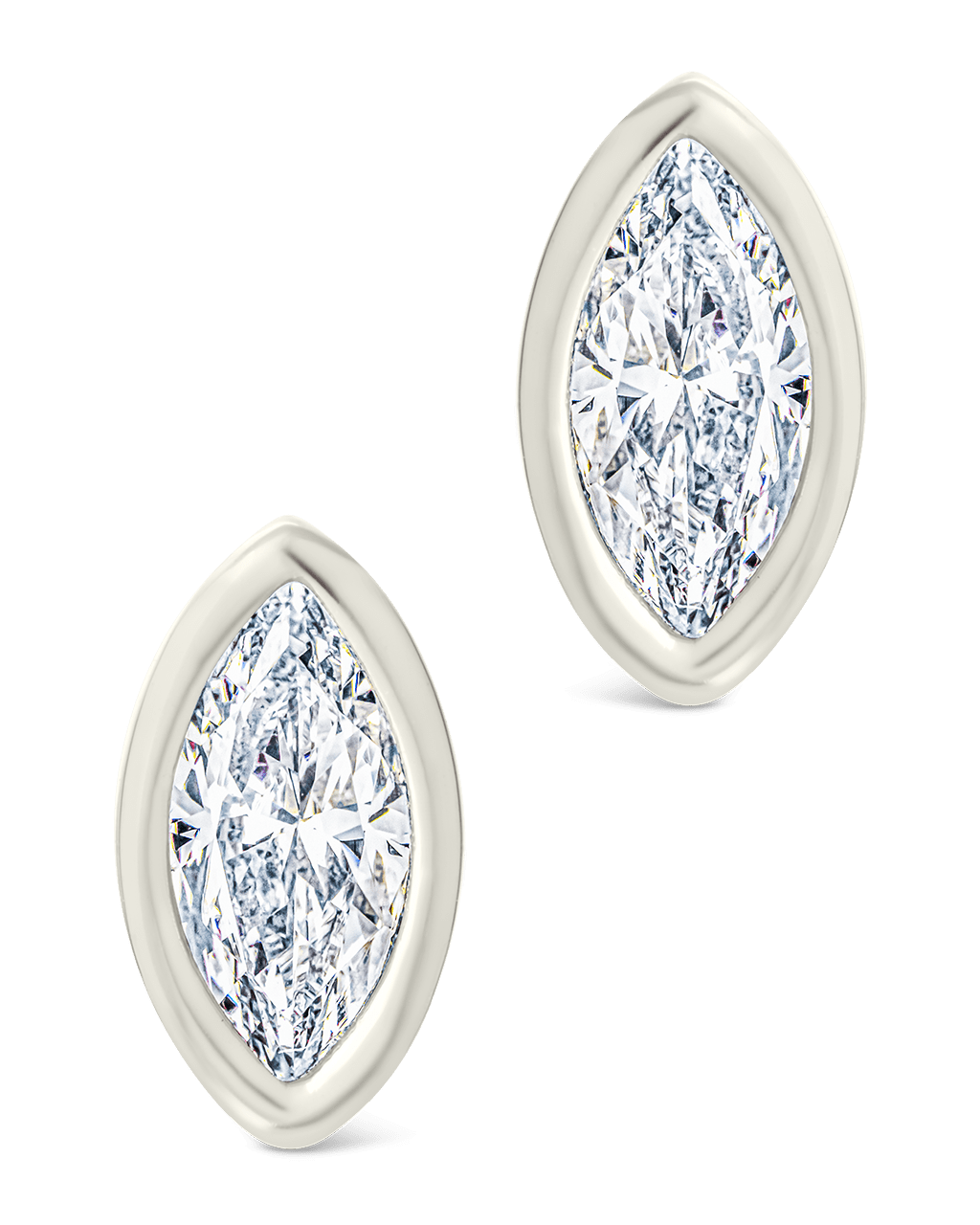 Marquise Cut Bezel Set Stud Earrings