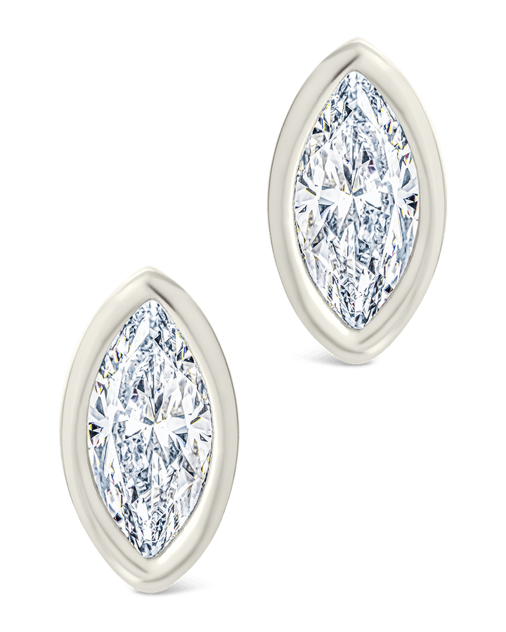 Marquise Cut Bezel Set Stud Earrings