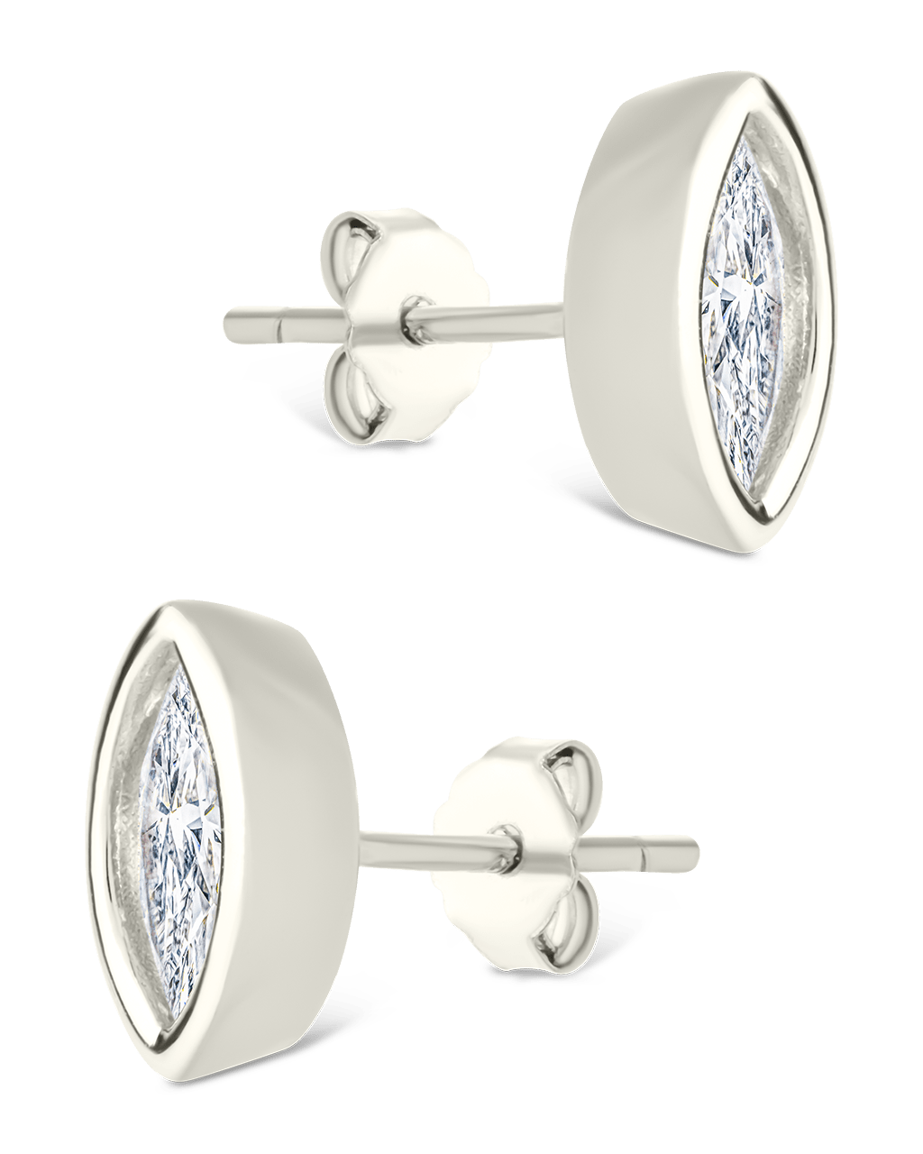 Marquise Cut Bezel Set Stud Earrings