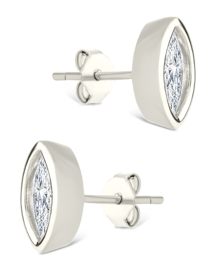 Marquise Cut Bezel Set Stud Earrings