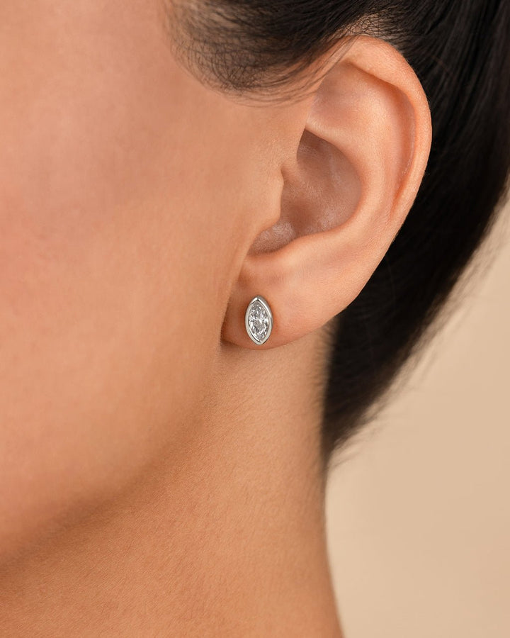 Marquise Cut Bezel Set Stud Earrings