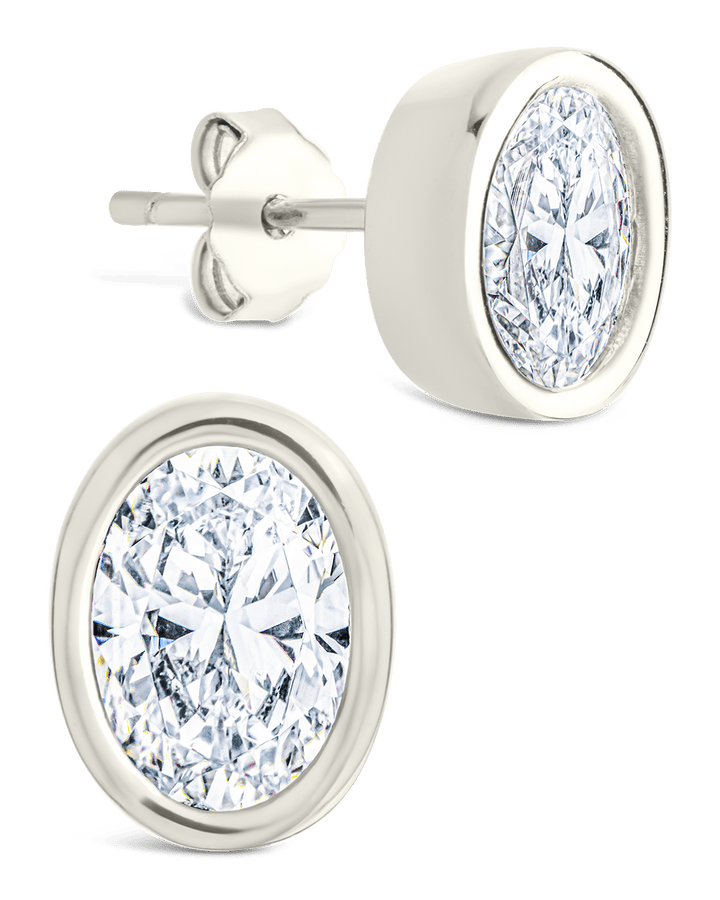 Oval Cut Bezel Set Stud Earrings