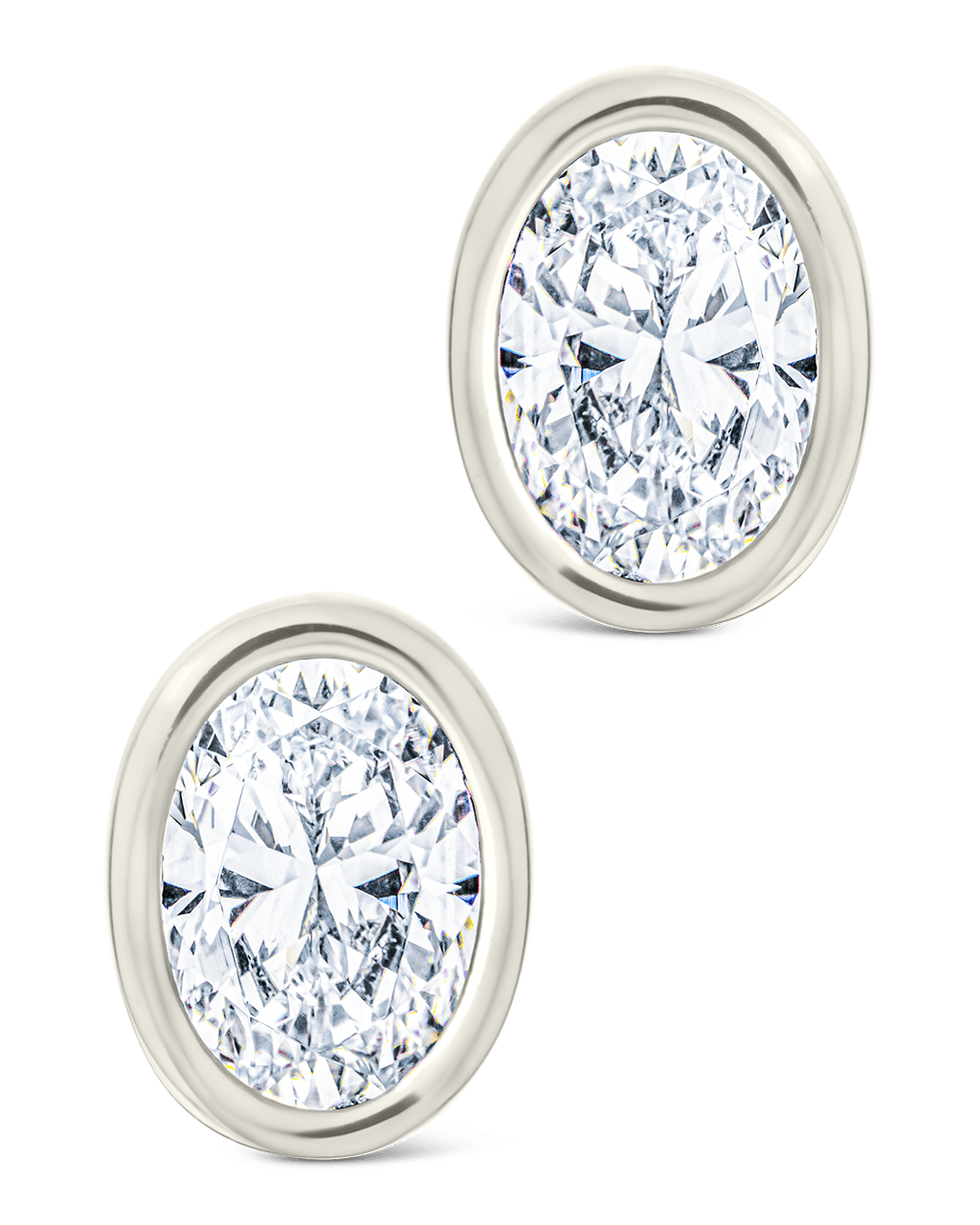 Oval Cut Bezel Set Stud Earrings
