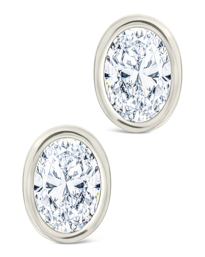 Oval Cut Bezel Set Stud Earrings