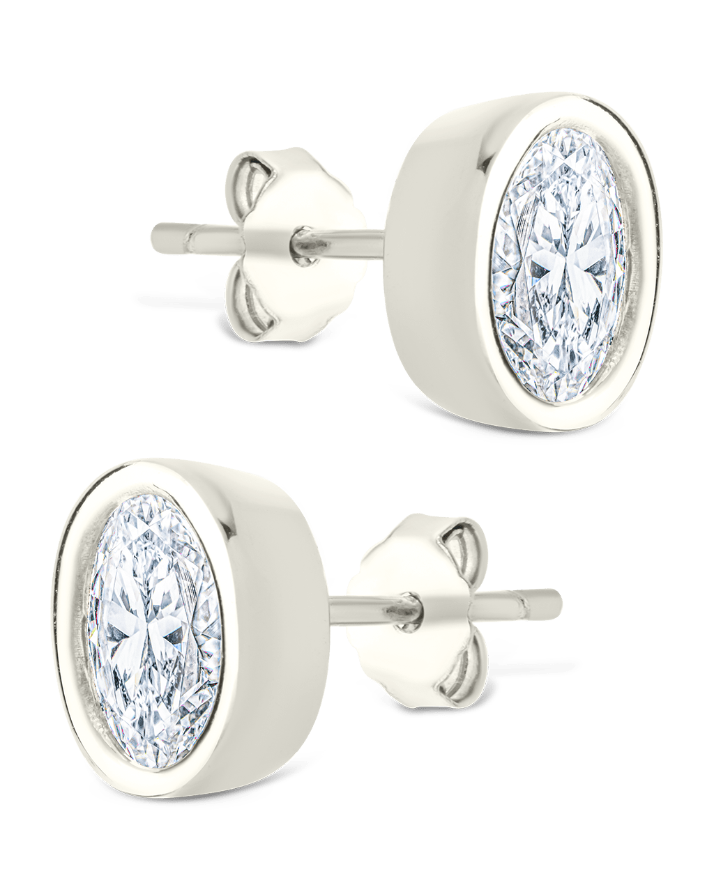 Oval Cut Bezel Set Stud Earrings