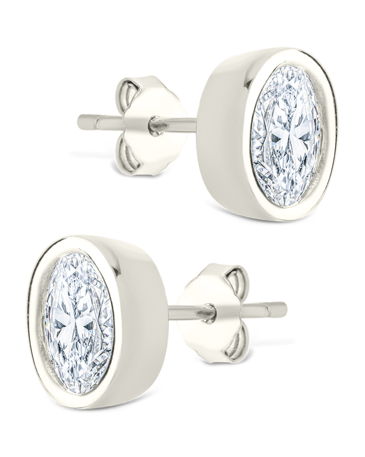 Oval Cut Bezel Set Stud Earrings