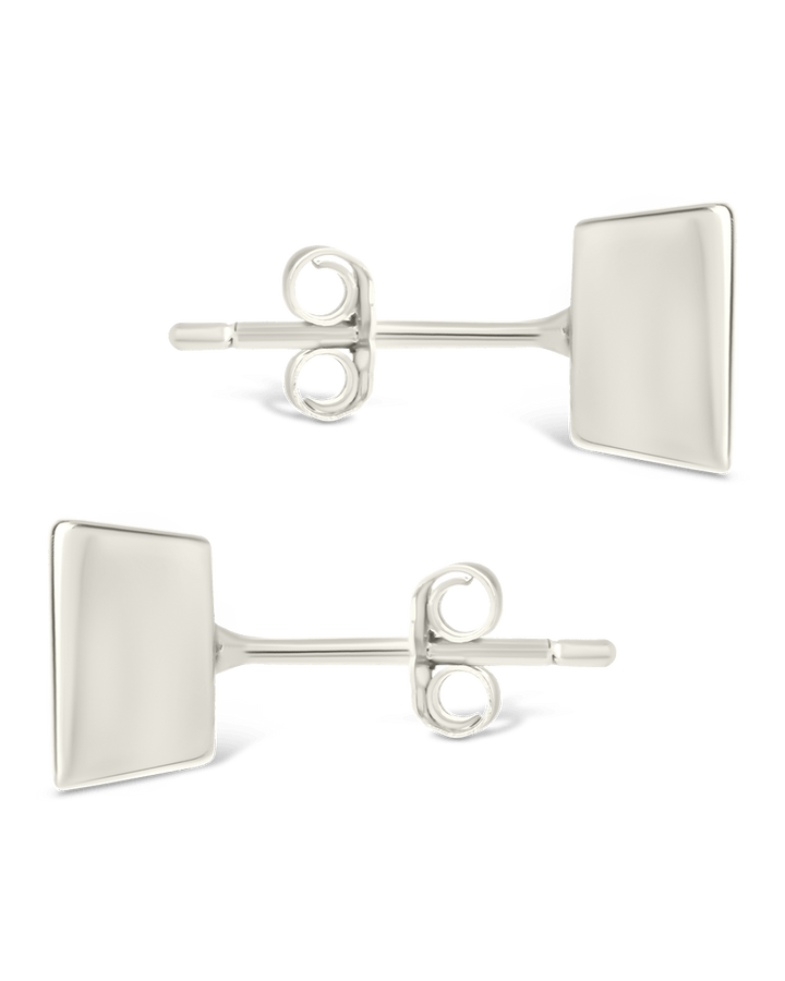 Princess Cut Bezel Set Stud Earrings