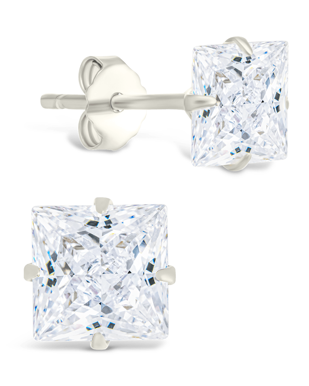 Princess Cut Prong Set Stud Earrings