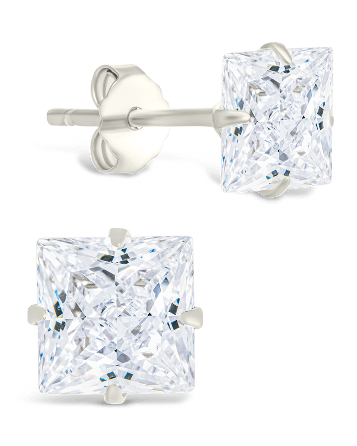 Princess Cut Prong Set Stud Earrings
