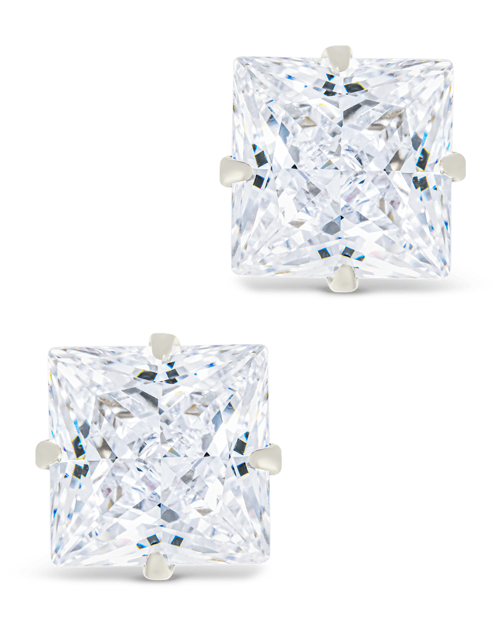 Princess Cut Prong Set Stud Earrings