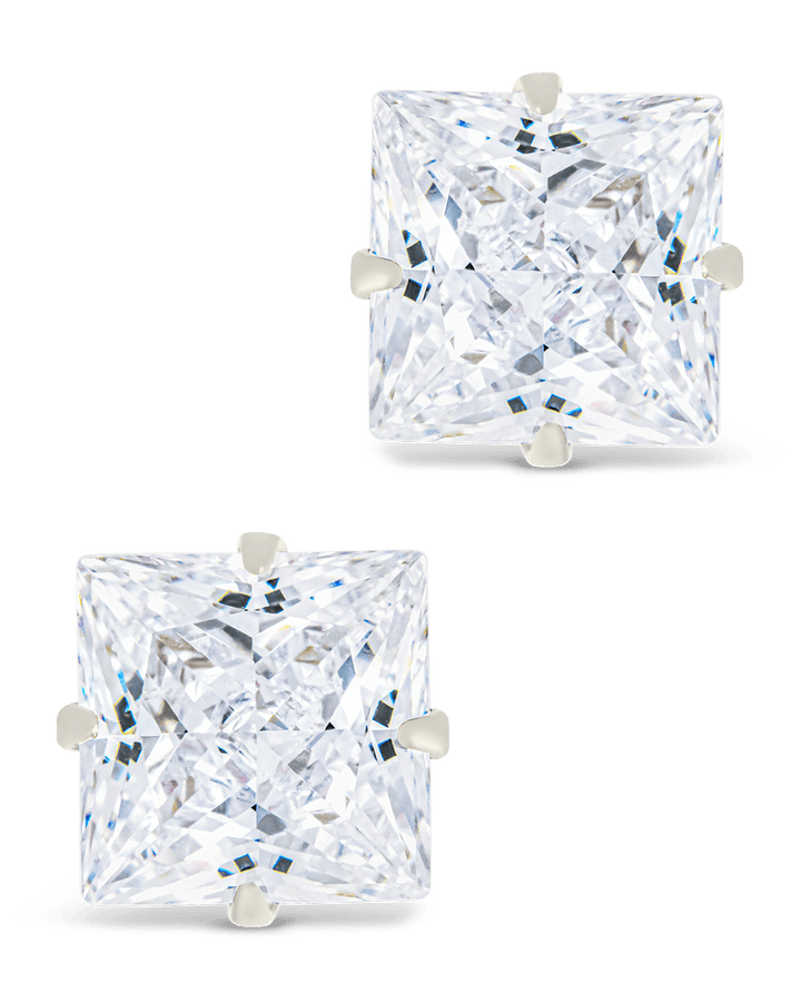 Princess Cut Prong Set Stud Earrings