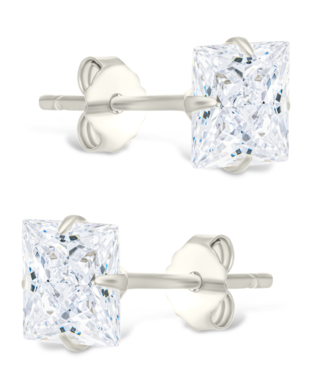 Princess Cut Prong Set Stud Earrings
