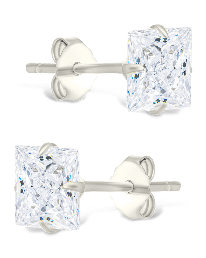 Princess Cut Prong Set Stud Earrings