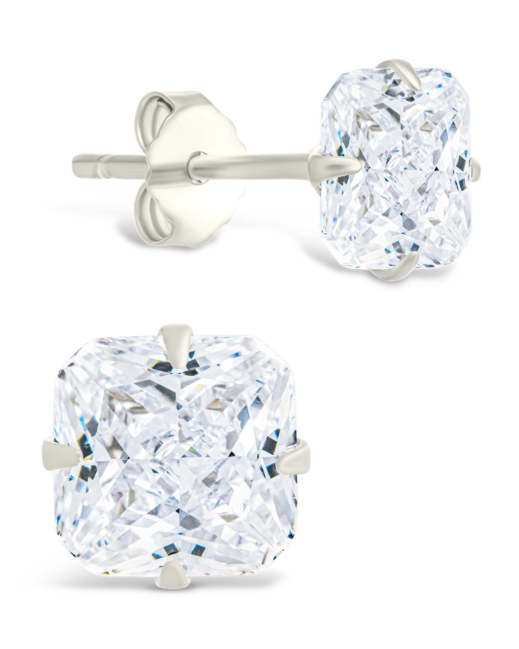 Radiant Cut Prong Set Stud Earrings